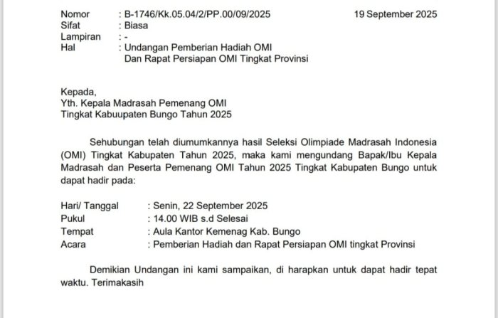 Sembilan Siswa MAN 1 Bungo Raih Penghargaan OMI 2025