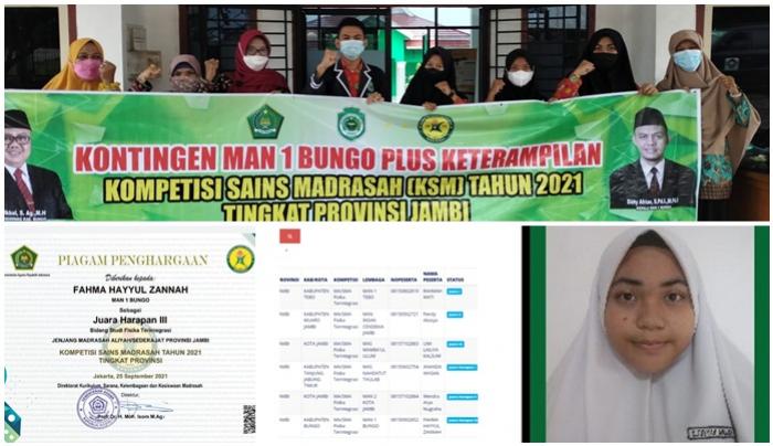 RAIH JUARA HARAPAN 3 SISWA MAN 1 BUNGO PADA KSM TINGKAT PROVINSI JAMBI TAHUN 2021