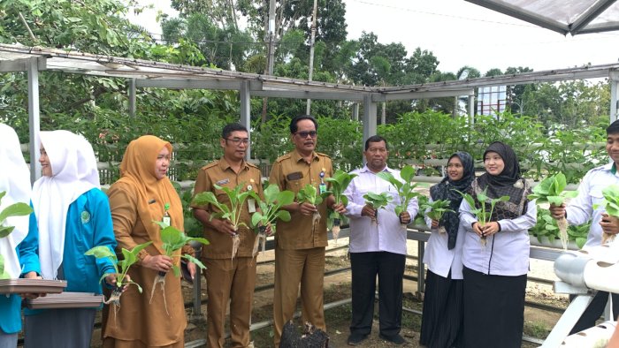MAN 1 Bungo Dampingi Siswa Panen Raya Hidroponik di Dinas Pertanian