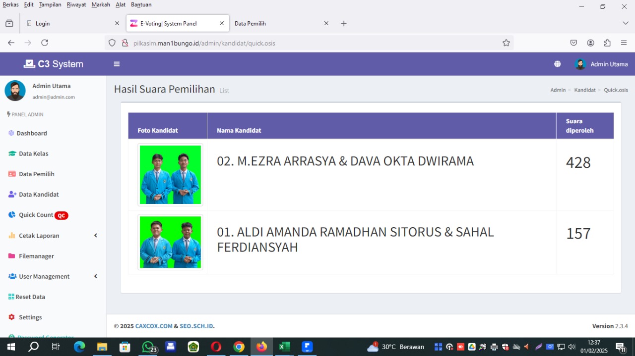MAN 1 BUNGO PLUS KETERAMPILAN KEMBALI LAKSANAKAN DAN TERAPKAN SISTEM E-VOTING DALAM PEMILIHAN KETUA DAN WAKIL KETUA OSIM TAHUN 2025