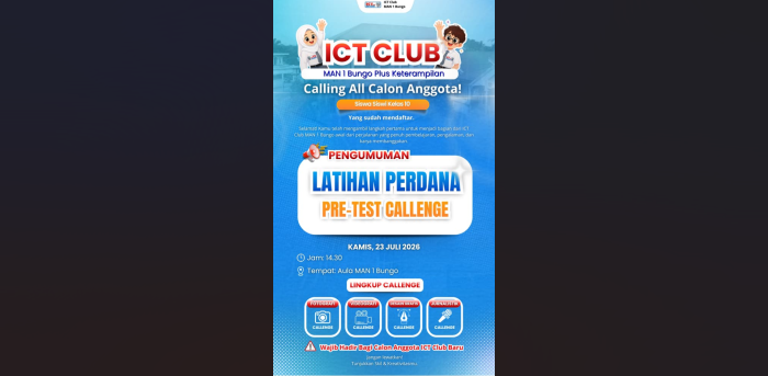 ICT Club MAN 1 Bungo Gelar Latihan Perdana dan Pre-Test Challenge Calon Anggota Baru 2026 ICT Club MAN 1 Bungo Gelar Latihan Perdana dan Pre-Test Challenge Calon Anggota Baru 2026