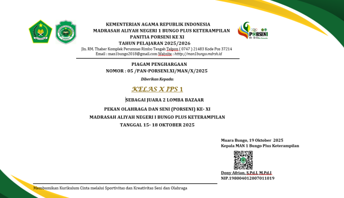 X IPS 2 Raih Juara 3 Lomba Bazar Porseni MAN 1 Bungo