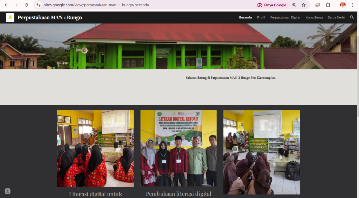 Website Perpustakaan MAN 1 Bungo Tampilkan Kegiatan Literasi Digital