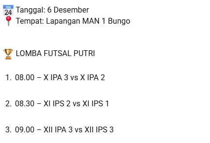 Classmeeting MAN 1 Bungo Gelar Futsal Putri dan Takraw Putra