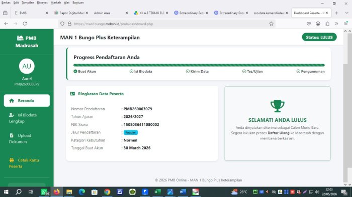 Pengumuman Kelulusan PMB MAN 1 Bungo 2026 Diumumkan Hari Ini Pengumuman Kelulusan PMB MAN 1 Bungo 2026 Diumumkan Hari Ini