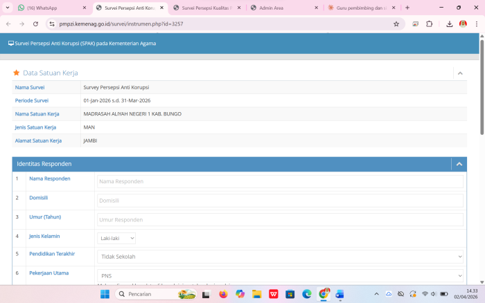 MAN 1 Bungo Ajak Wali Siswa Isi Survei Kemenag