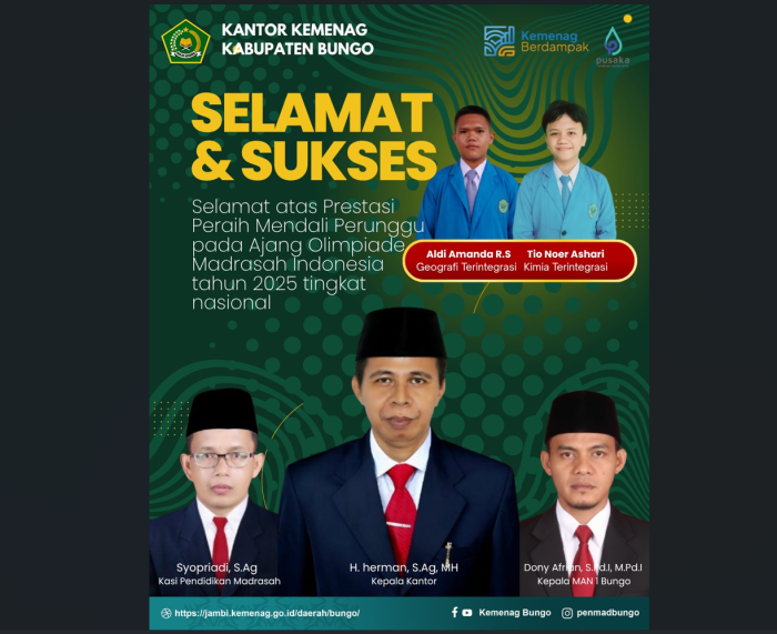 Dua Siswa Bungo Raih Perunggu di Olimpiade Madrasah 2025