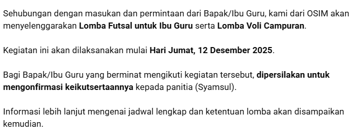 OSIM MAN 1 Bungo Gelar Lomba Futsal dan Voli Guru