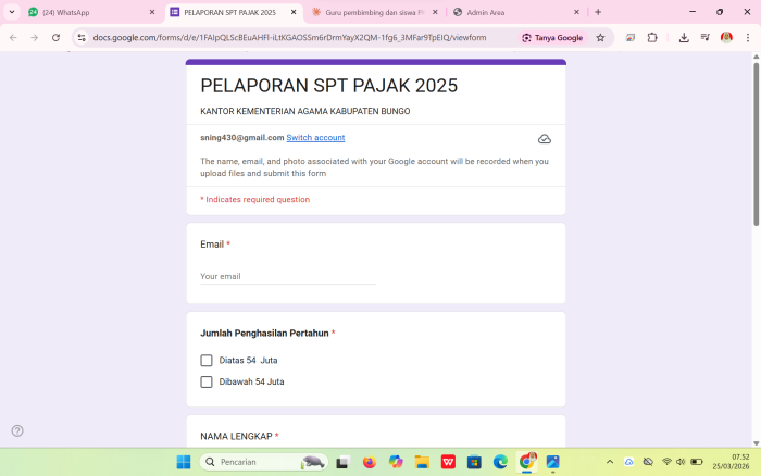 Kepala TU MAN 1 Bungo Imbau ASN Segera Lapor SPT Pajak