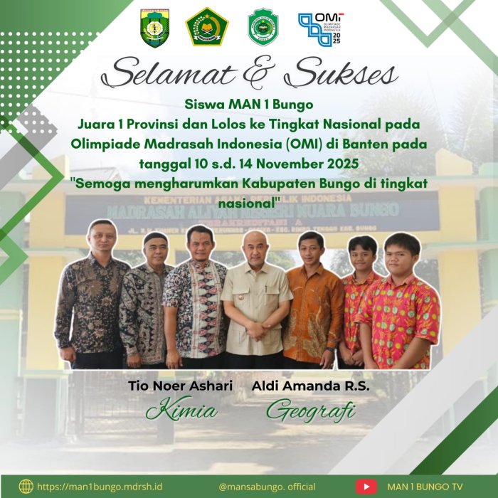 Bupati Bungo Apresiasi Prestasi Siswa MAN 1 di OMI 2025