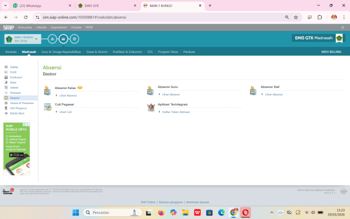 Operator MAN 1 Bungo Tetap Input Absensi EMISGTK Saat WFA