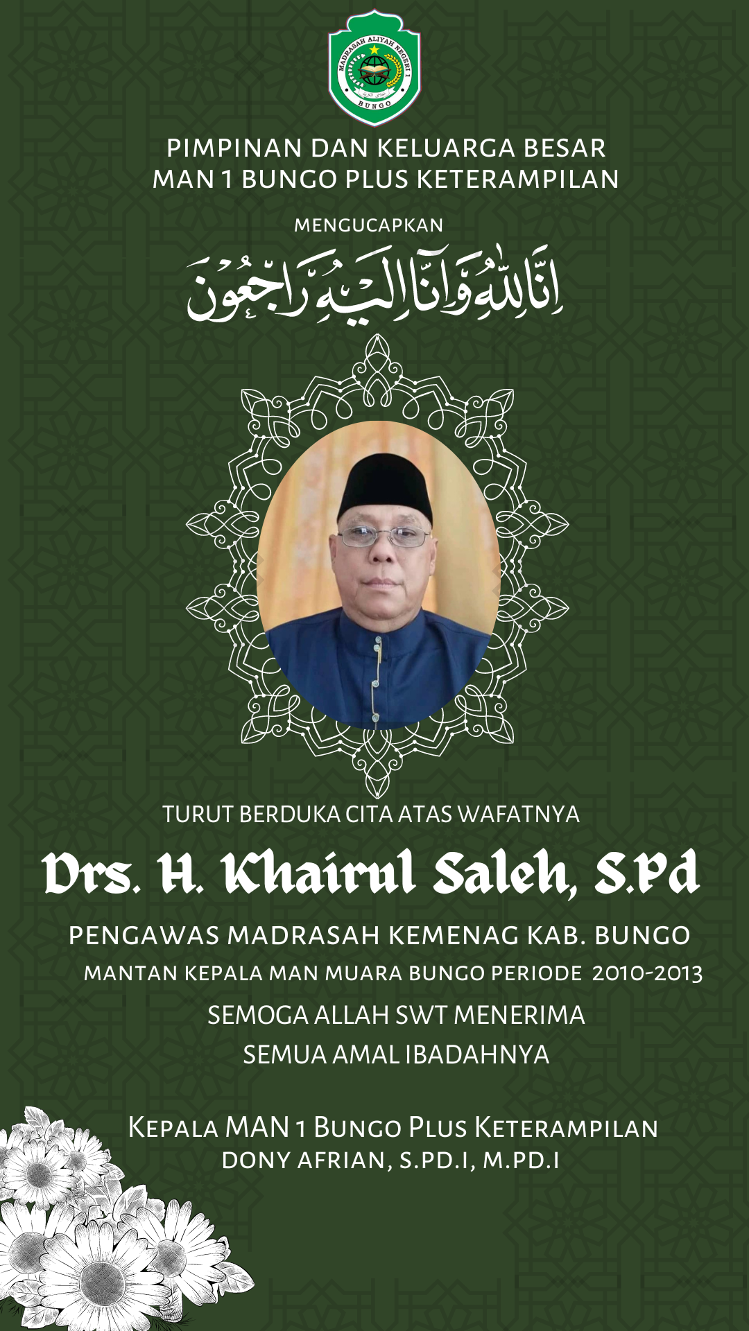 INNA LILLAHI WA INNA ILAIHI RAJIUN MAN  1 BUNGO PLUS KETERAMPILAN HARI INI KEMBALIÂ BERDUKA