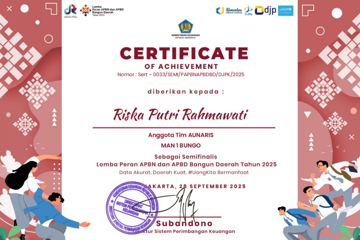 Riska Putri Rahmawati Raih Penghargaan Semifinalis Lomba APBN Nasional