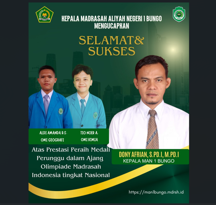 Kepala MAN 1 Bungo Apresiasi Siswa Raih Medali OMI 2025