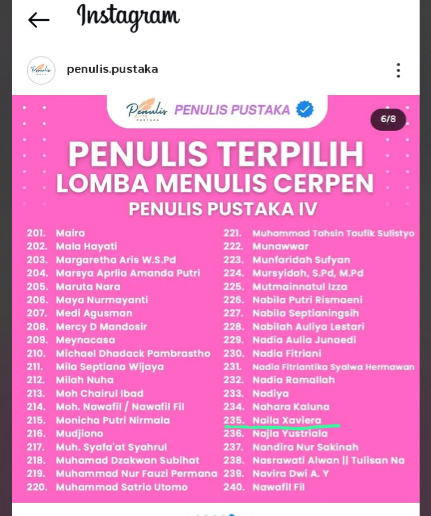 NAILA XAVIERA MAN 1 BUNGO RAIH PRESTASI GEMILANG SEBAGAI PENULIS TERPILIH LOMBA CERPEN TINGKAT NASIONAL 2025