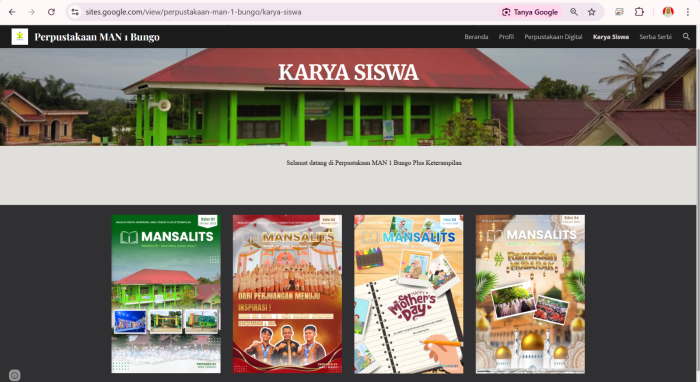 Menu Karya Siswa Perpustakaan MAN 1 Bungo Tampilkan Majalah Digital