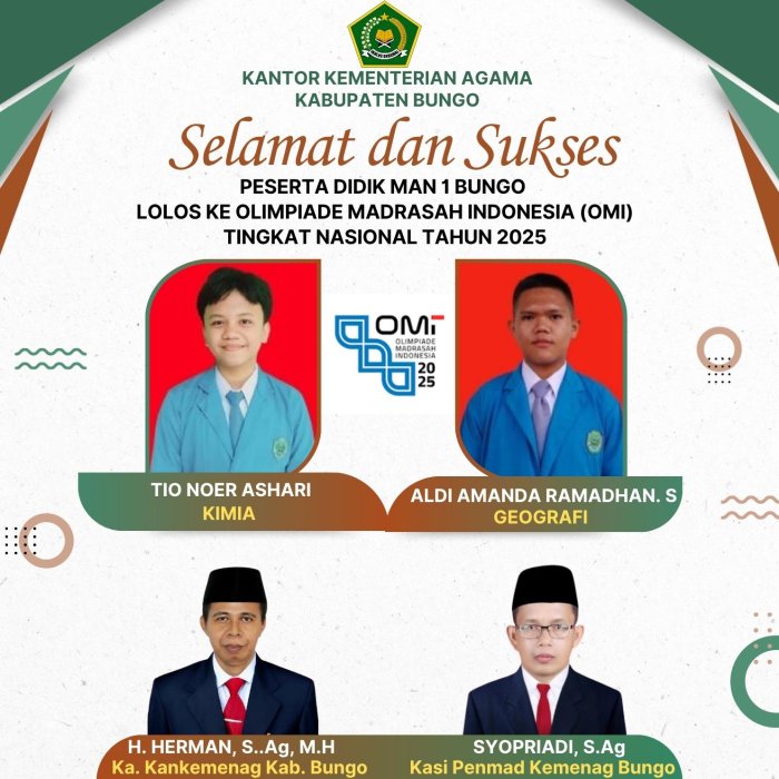 Dua Siswa MAN 1 Bungo Wakili Bungo di OMI Nasional 2025