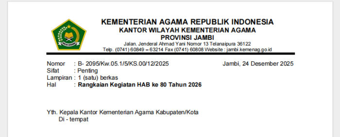 MAN 1 Bungo Siap Sukseskan HAB Kemenag ke-80 Tahun 2026