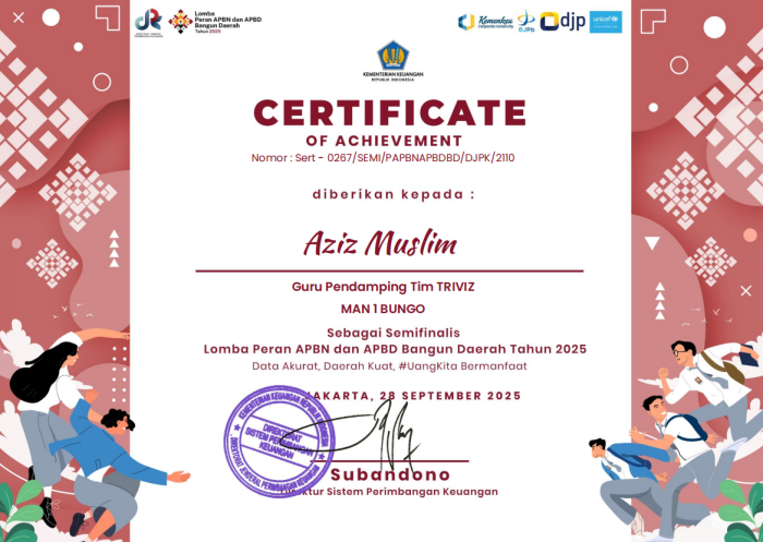 Bapak Azis Muslim Raih Dua Penghargaan Guru Pembimbing Nasional