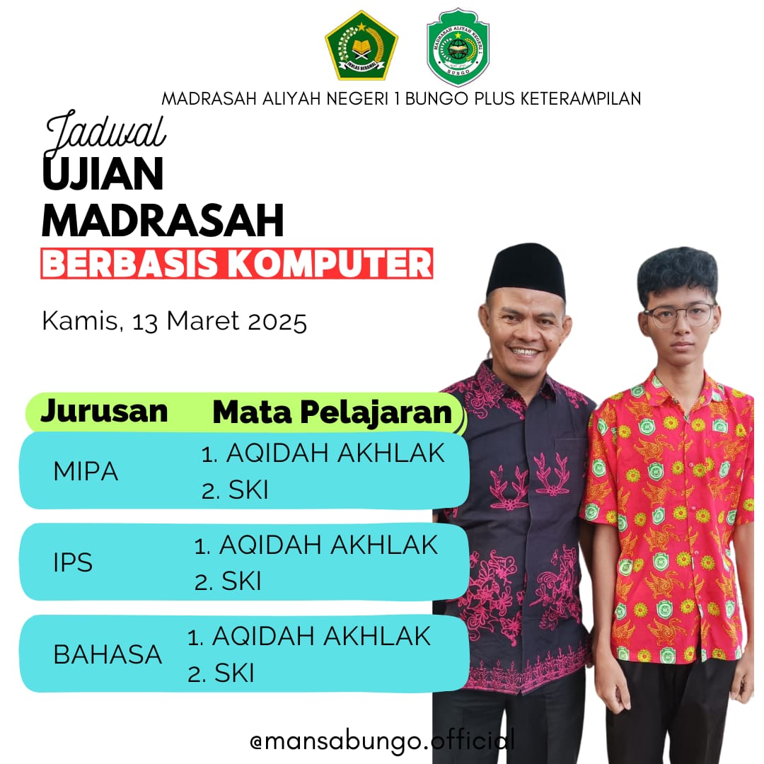 Akidah Akhlak Jadi Mata Pelajaran Pembuka Ujian Akhir Madrasah di MAN 1 Bungo Plus Keterampilan