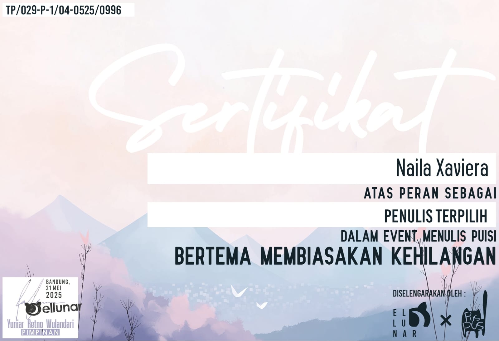 SISWI MAN 1 BUNGO TERPILIH SEBAGAI PENULIS DALAM EVENT MENULIS PUISI BERGENGSI DI BANDUNG