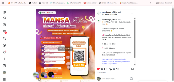ICT Club MAN 1 Bungo Gelar MANSA Fest 5.0, Wujudkan Generasi Pemimpin Berbasis Literasi Digital ICT Club MAN 1 Bungo Gelar MANSA Fest 5.0, Wujudkan Generasi Pemimpin Berbasis Literasi Digital