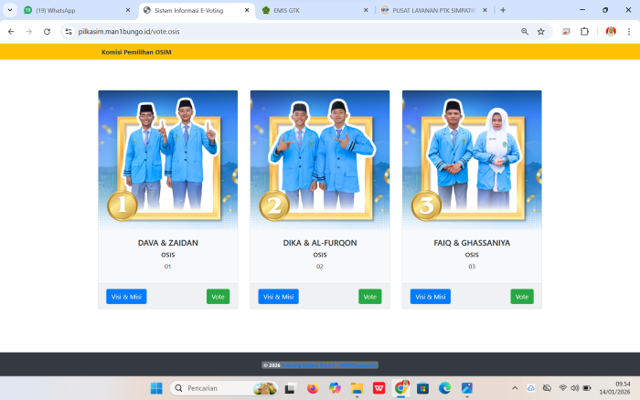 MAN 1 Bungo Laksanakan Pemilihan Ketua dan Wakil Ketua OSIM Secara Online