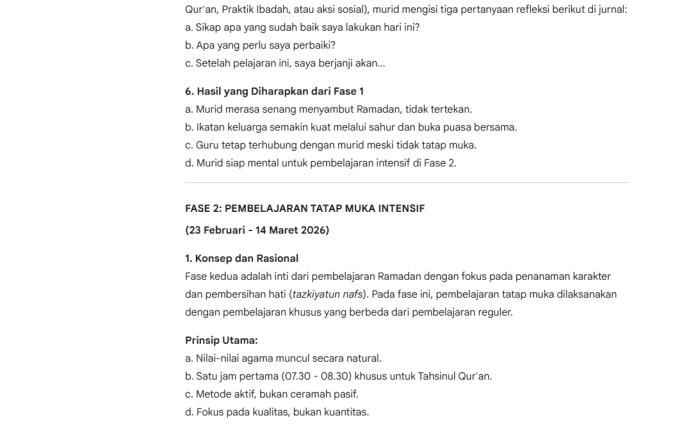 MAN 1 Bungo Terapkan Dua Fase Pembelajaran Ramadhan